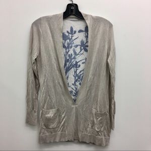 H&M open cardigan with printed fabric panel size M